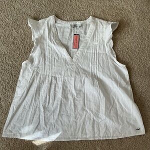 Vineyard Vines White Ruffle Sleeve Blouse